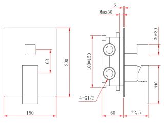 Душевой комплект Berges Nardis 3S чёрный матовый 071006